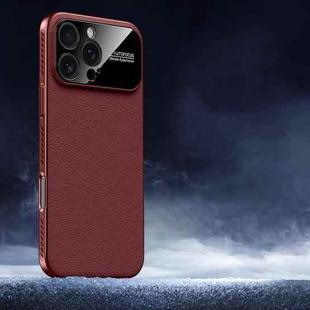 For iPhone 16 Pro Max Soft Armor Cooling Plain Leather Hybrid PC Phone Case(Red)
