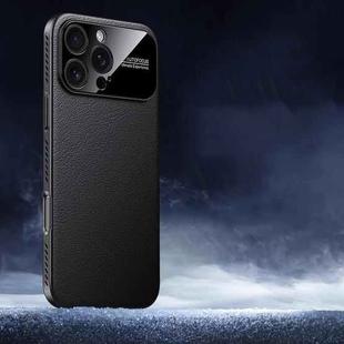 For iPhone 16 Pro Max Soft Armor Cooling Plain Leather Hybrid PC Phone Case(Black)