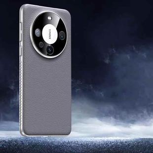For Huawei Mate 60 Soft Armor Cooling Plain Leather Hybrid PC Phone Case(Grey)