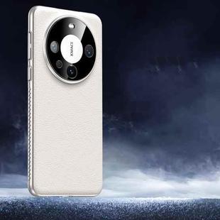 For Huawei Mate 60 Soft Armor Cooling Plain Leather Hybrid PC Phone Case(White)