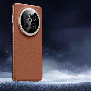 For Huawei Mate 70 Soft Armor Cooling Plain Leather Hybrid PC Phone Case(Brown)