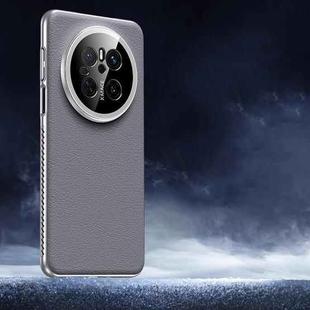 For Huawei Mate 70 Soft Armor Cooling Plain Leather Hybrid PC Phone Case(Grey)