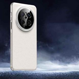 For Huawei Mate 70 Soft Armor Cooling Plain Leather Hybrid PC Phone Case(White)