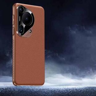 For Huawei Pura 70 Ultra Soft Armor Cooling Plain Leather Hybrid PC Phone Case(Brown)
