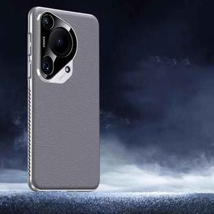 For Huawei Pura 70 Ultra Soft Armor Cooling Plain Leather Hybrid PC Phone Case(Grey)