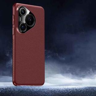For Huawei Pura 70 Soft Armor Cooling Plain Leather Hybrid PC Phone Case(Red)