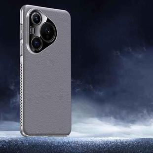 For Huawei Pura 70 Soft Armor Cooling Plain Leather Hybrid PC Phone Case(Grey)