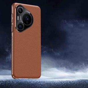 For Huawei Pura 70 Pro / 70 Pro+ Soft Armor Cooling Plain Leather Hybrid PC Phone Case(Brown)