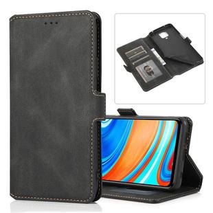 For Xiaomi Redmi Note 9 Pro Retro Magnetic Closing Clasp Horizontal Flip Leather Case with Holder & Card Slots & Photo Frame & Wallet(Black)