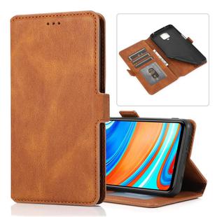 For Xiaomi Redmi Note 9 Pro Retro Magnetic Closing Clasp Horizontal Flip Leather Case with Holder & Card Slots & Photo Frame & Wallet(Brown)