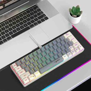 HXSJ V400 Wired Color Matching RGB Backlit Membrane Keyboard 63 Key Caps, Cable Length: 1.7m(Beige + Grey 2-color)