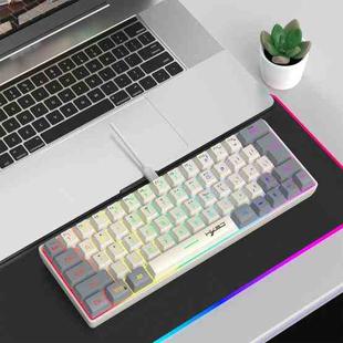 HXSJ V400 Wired Color Matching RGB Backlit Membrane Keyboard 63 Key Caps, Cable Length: 1.7m(Grey + Beige 2-color)