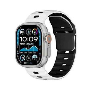 For Apple Watch 46mm / 49mm / 45mm / 44mm Dual-Color Mecha Armor Silicone Watch Band(Whtie Black)
