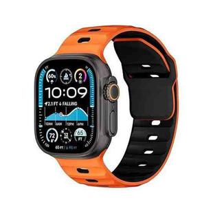 For Apple Watch 46mm / 49mm / 45mm / 44mm Dual-Color Mecha Armor Silicone Watch Band(Orange Black)