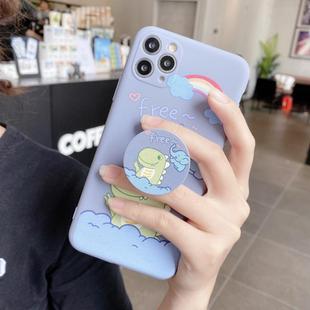 For iPhone 11 Pro Max Cartoon Pattern Protective Case with Holder(Dinosaur and Elephant)