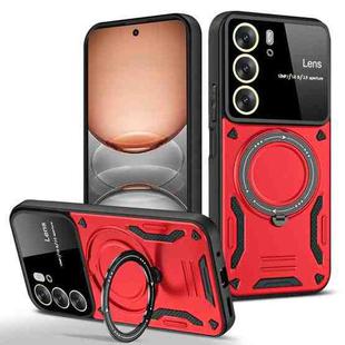 For Realme C75 4G Large Window MagSafe Holder Phone Case(Red)