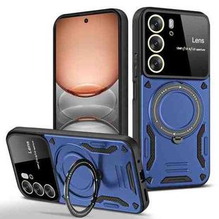 For Realme C75 4G Large Window MagSafe Holder Phone Case(Blue)