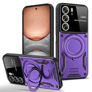 For Realme C75 4G Large Window MagSafe Holder Phone Case(Purple)