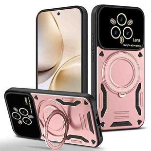For Realme 14 Pro 5G Large Window MagSafe Holder Phone Case(Rose Gold)