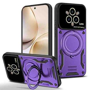 For Realme 14 Pro+ 5G Large Window MagSafe Holder Phone Case(Purple)