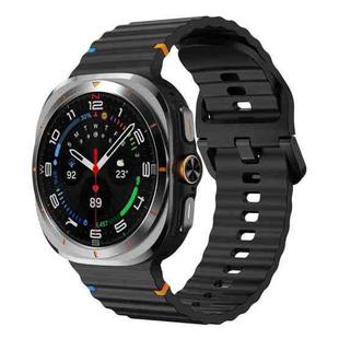 For Samsung Galaxy Watch8 Classic 46mm / Watch8 44mm / 40mm xDfind Wavy Grain Stitched Silicone Watch Band, Size:S(Black)