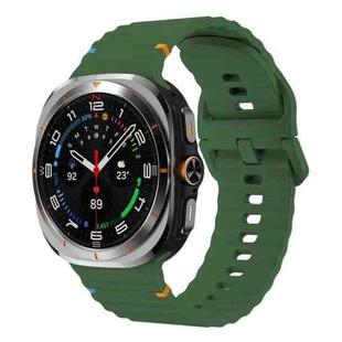 For Samsung Galaxy Watch8 Classic 46mm / Watch8 44mm / 40mm xDfind Wavy Grain Stitched Silicone Watch Band, Size:S(Army Green)