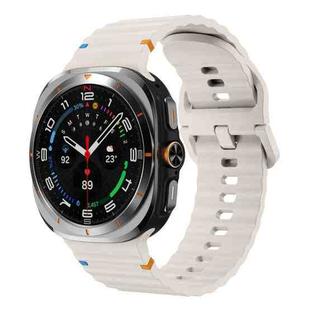 For Samsung Galaxy Watch8 Classic 46mm / Watch8 44mm / 40mm xDfind Wavy Grain Stitched Silicone Watch Band, Size:S(Starlight)