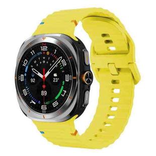 For Samsung Galaxy Watch8 Classic 46mm / Watch8 44mm / 40mm xDfind Wavy Grain Stitched Silicone Watch Band, Size:S(Yellow)