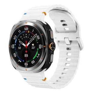 For Samsung Galaxy Watch8 Classic 46mm / Watch8 44mm / 40mm xDfind Wavy Grain Stitched Silicone Watch Band, Size:L(White)