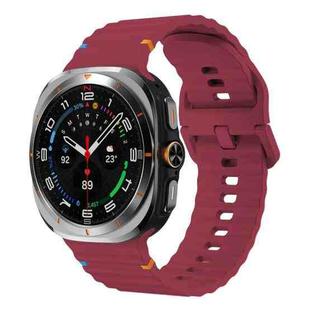 For Samsung Galaxy Watch8 Classic 46mm / Watch8 44mm / 40mm xDfind Wavy Grain Stitched Silicone Watch Band, Size:L(Wine Red)