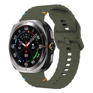 For Samsung Galaxy Watch8 Classic 46mm / Watch8 44mm / 40mm xDfind Wavy Grain Stitched Silicone Watch Band, Size:L(Army Green)