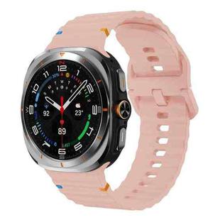 For Samsung Galaxy Watch8 Classic 46mm / Watch8 44mm / 40mm xDfind Wavy Grain Stitched Silicone Watch Band, Size:L(Pink)