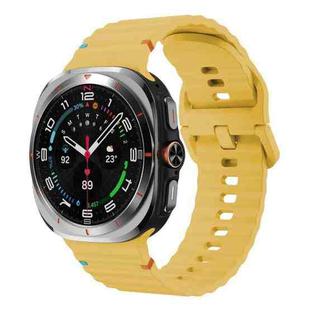 For Samsung Galaxy Watch8 Classic 46mm / Watch8 44mm / 40mm xDfind Wavy Grain Stitched Silicone Watch Band, Size:L(Yellow)