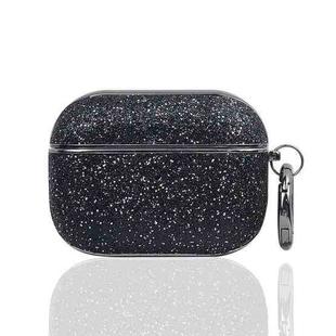 For AirPods 4 Electroplating Glitter Powder Wireless Earphone Protective Case(Black)