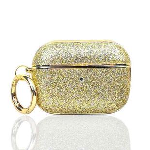 For AirPods Pro 2 Electroplating Glitter Powder Wireless Earphone Protective Case(Gold)