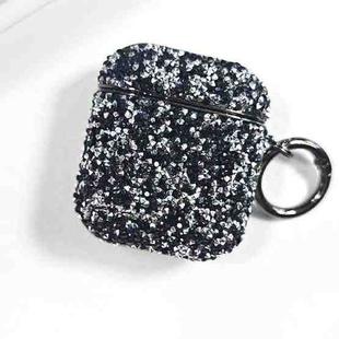 For AirPods 2 / 1 Electroplating Glitter Diamond Wireless Earphone Protective Case(Dark Blue)