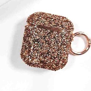 For AirPods 2 / 1 Electroplating Glitter Diamond Wireless Earphone Protective Case(Rose Gold)