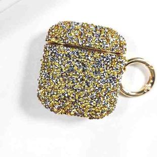 For AirPods 2 / 1 Electroplating Glitter Diamond Wireless Earphone Protective Case(Gold)