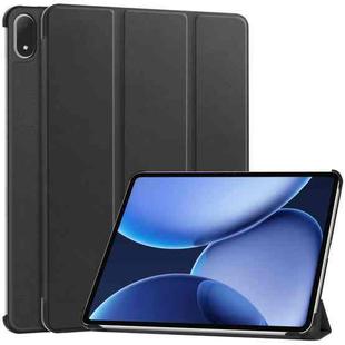 For OnePlus Pad 2 Pro / Pad 3 Custer Texture 3-Fold Holder Leather Smart Tablet Case(Black)