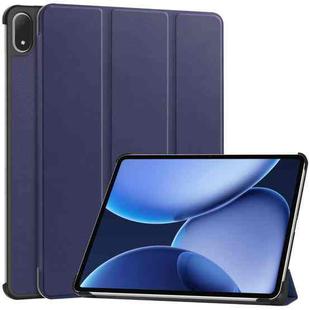 For OnePlus Pad 2 Pro / Pad 3 Custer Texture 3-Fold Holder Leather Smart Tablet Case(Dark Blue)