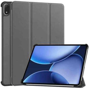 For OnePlus Pad 2 Pro / Pad 3 Custer Texture 3-Fold Holder Leather Smart Tablet Case(Gray)