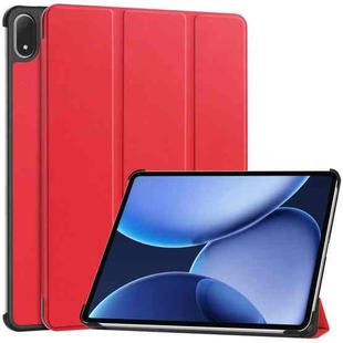 For OnePlus Pad 2 Pro / Pad 3 Custer Texture 3-Fold Holder Leather Smart Tablet Case(Red)