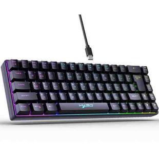 HXSJ V200 Russian Version Wired RGB Backlit Mechanical Keyboard 68 Key Caps, Cable Length: 1.7m(Black)