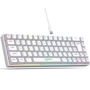 HXSJ V200 Russian Version Wired RGB Backlit Mechanical Keyboard 68 Key Caps, Cable Length: 1.7m(White)