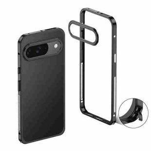 For Google Pixel 9 / 9 Pro Metal Frame Heat Dissipation Phone Case with Camera Guard Ring(Black)