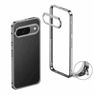 For Google Pixel 9 / 9 Pro Metal Frame Heat Dissipation Phone Case with Camera Guard Ring(Gray)