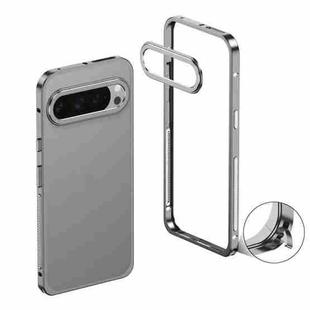For Google Pixel 9 Pro XL Metal Frame Heat Dissipation Phone Case with Camera Guard Ring(Gray)