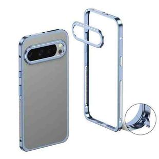 For Google Pixel 9 Pro XL Metal Frame Heat Dissipation Phone Case with Camera Guard Ring(Blue)