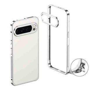 For Google Pixel 9 Pro XL Metal Frame Heat Dissipation Phone Case with Camera Guard Ring(Silver)