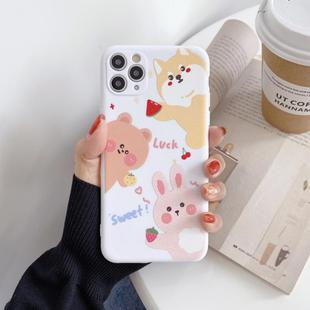 For iPhone 11 Pro Cartoon Animal Pattern Protective Case(White)